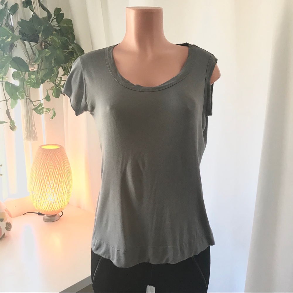 A.L.C. Grey Knit Jersey one sleeve T shirt